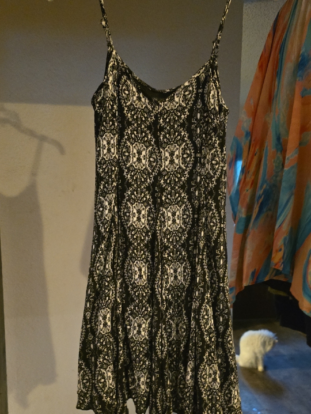 Lily Rose Black and White Printed Spaghetti-Strap Mini Dress
